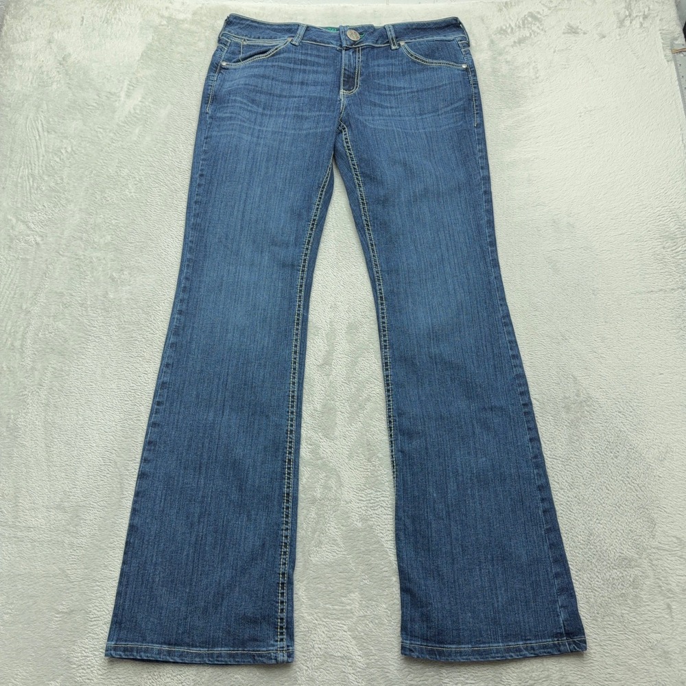 NEW Wrangler Jeans Womens 9/10x34 Blue Sadie Bootcut Booty Up Stretch Denim